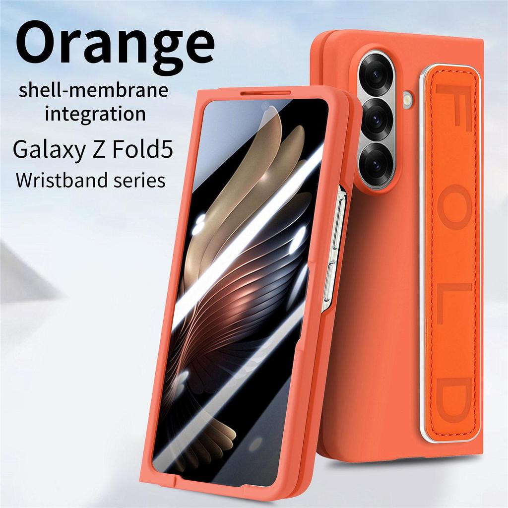 ZFold7 Elastic Rope Wristband Phone Case with Integrated Shell & Skin-Feel PC Spray for Foldable Screen