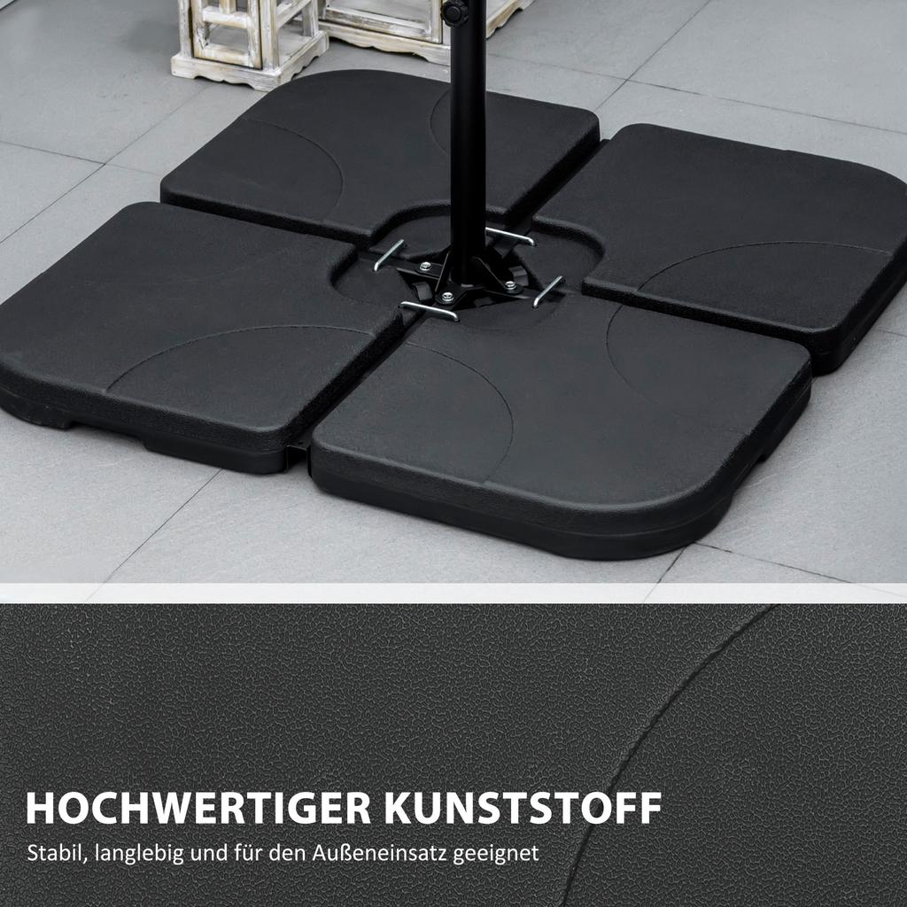 Weight Plates for Parasol Bases, Fillable, Weatherproof, 104cm X 104cm X 7.5H Cm, Black