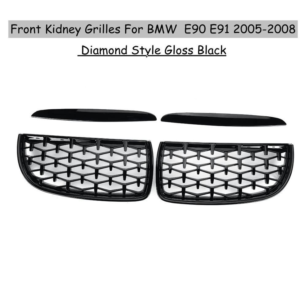 

Для BMW E90 E91 4 двері 2005 2006 2007 2008 #GCP-039011 Пара передніх глянцевих чорних подвійних планок Спортивна ниркова решітка Набір грилів