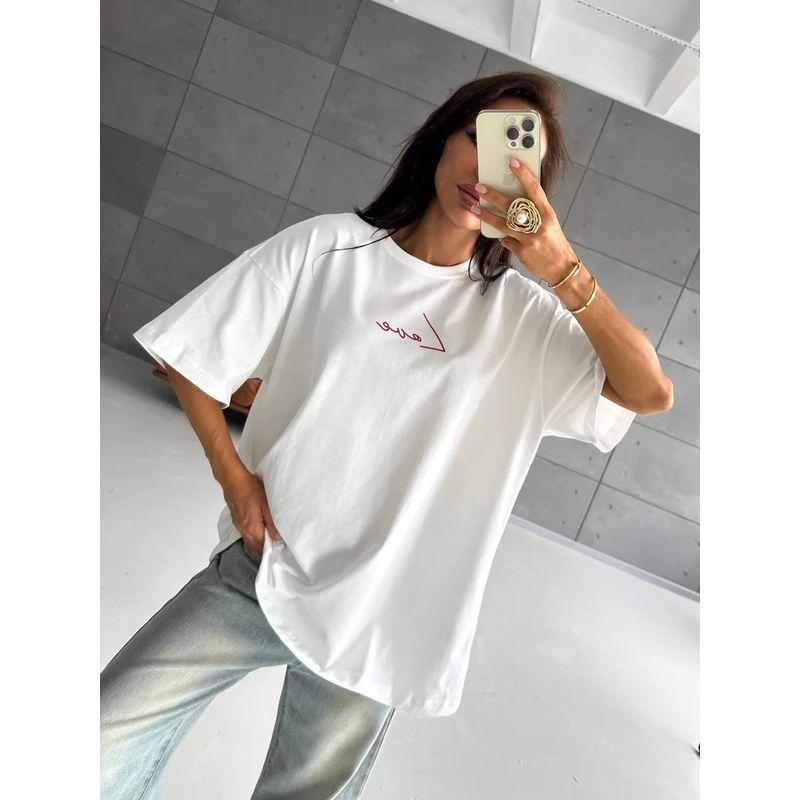 Western Style New Fashion Casual Loose Print Letters Cotton T-shirt Top Loose Printed T-shirt