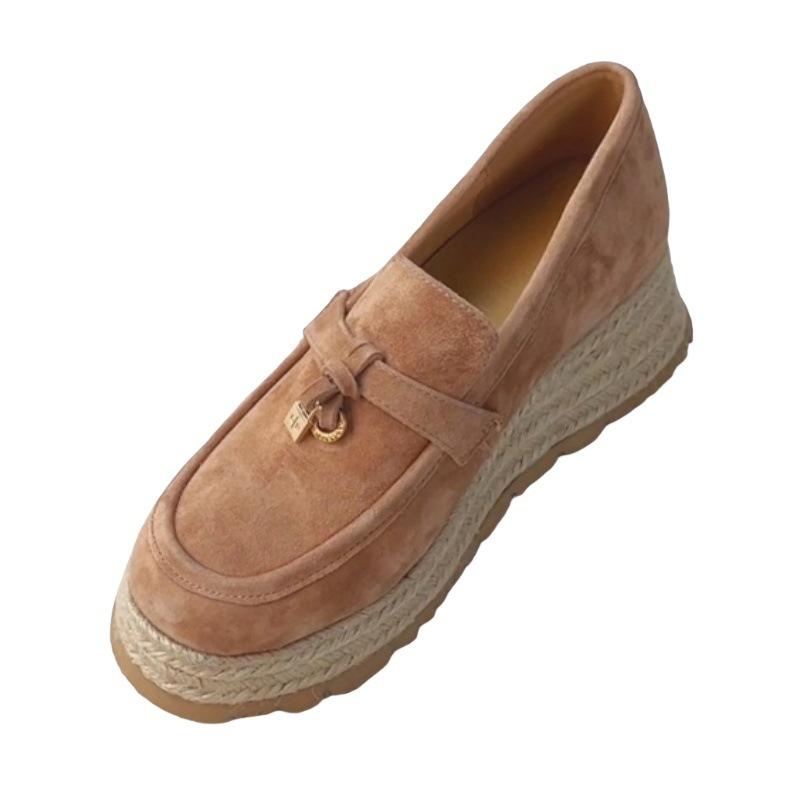 Retro thick-soled woven heightening versatile loafers women's 2025 autumn new small lazy commuter fisherman shoes