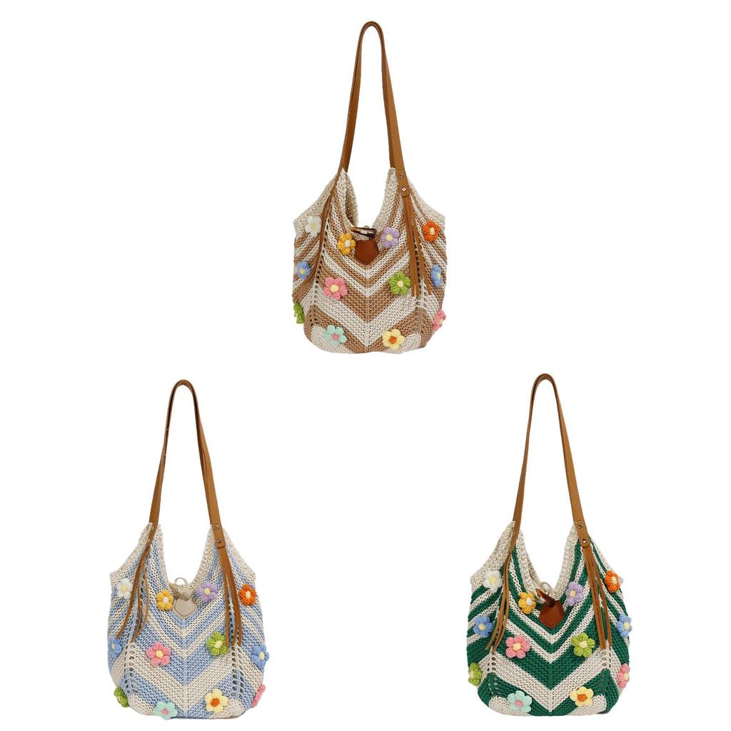 Cotton Casual Shoulder Bag With Woven Design For Daily Use