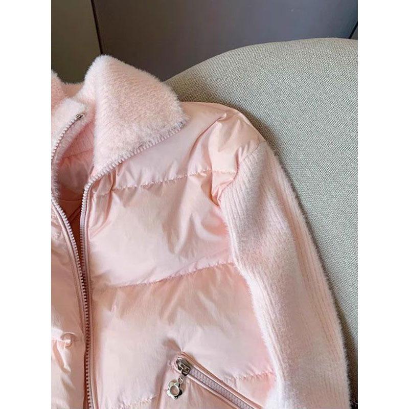 Super-hot knitted splicing cotton-padded jacket for women's winter and winter new slim-fitting and thin short cotton-padded jacket
