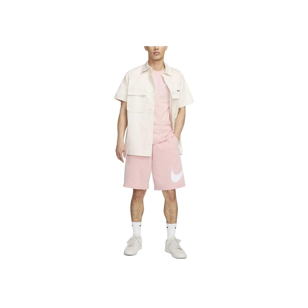 Nike Logo Print Crew Neck Short Sleeve T-Shirt Men Tops Pink AR4999-686