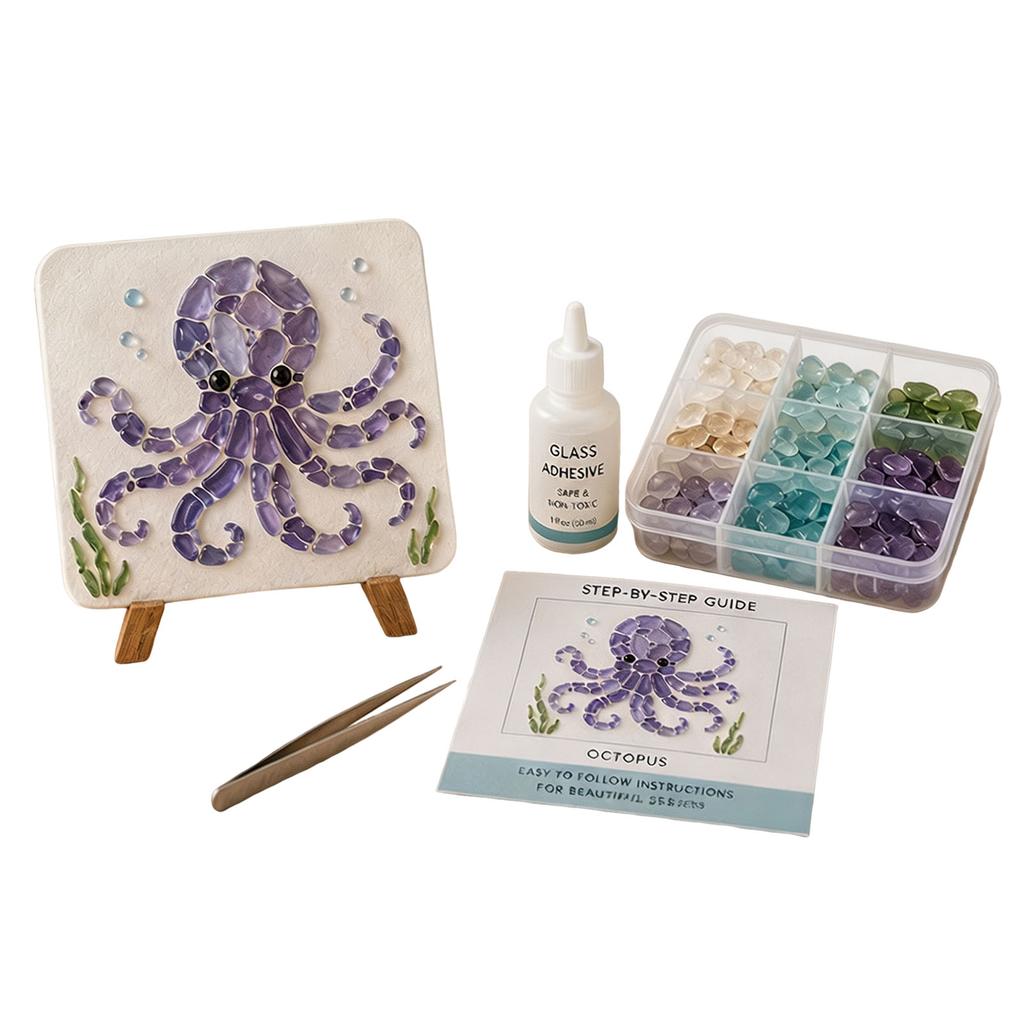 Ocean Theme Glass Art DIY Kit Glass Diamond Painting Craft Set Marine DIY Art Supply Sea Animal Wall Hanging Decor Handmade Gift