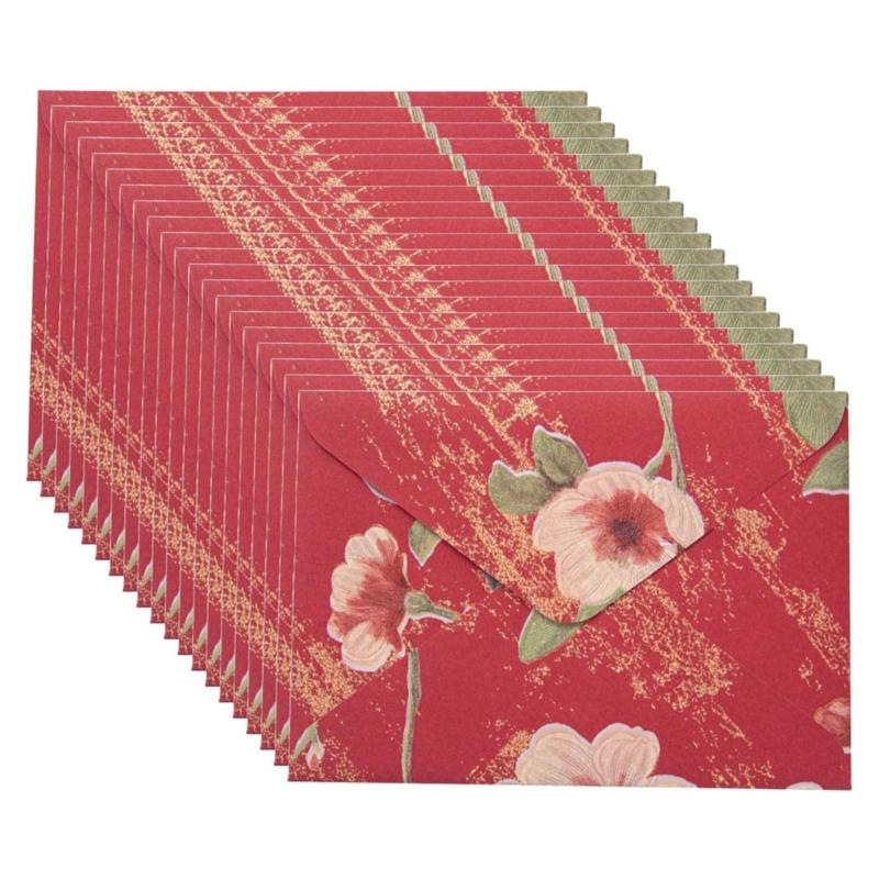 20Pcs Antique Floral Pattern Envelopes 6.46x4.4Inch Folding Envelopes For Wedding Invitation Valentines Card And Mailing