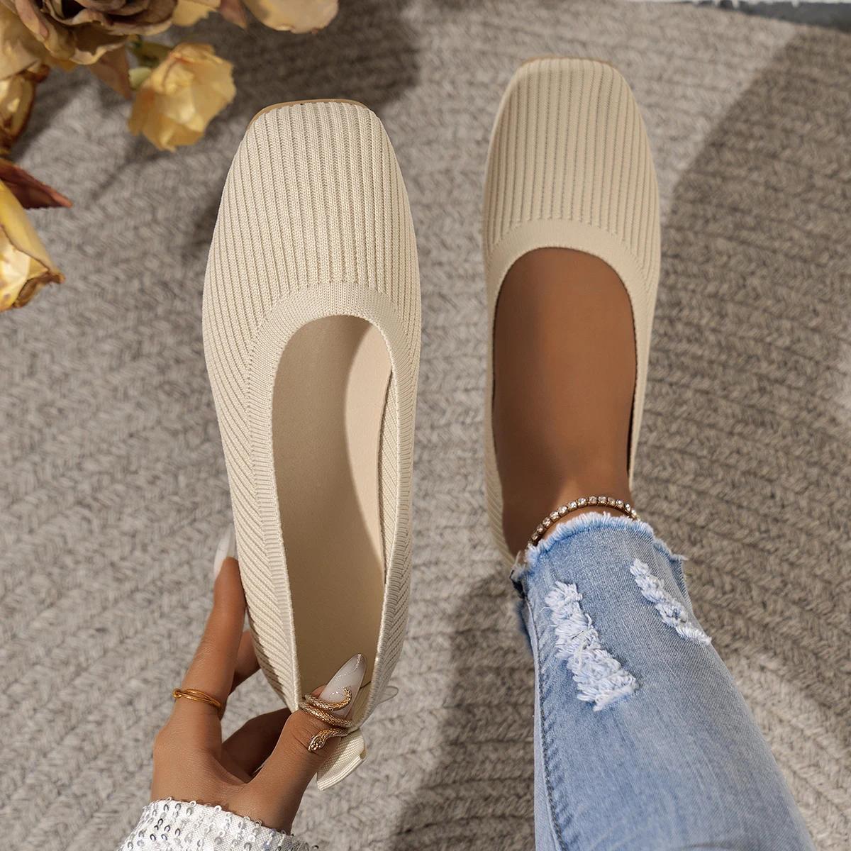 

Fashion Women Flats 2025 New Solid Color Loafers Women Slip on Shallow Comfort Flat Shoes for Women Mary Jane Shoes Zapatos De Mujer 43 бежевый