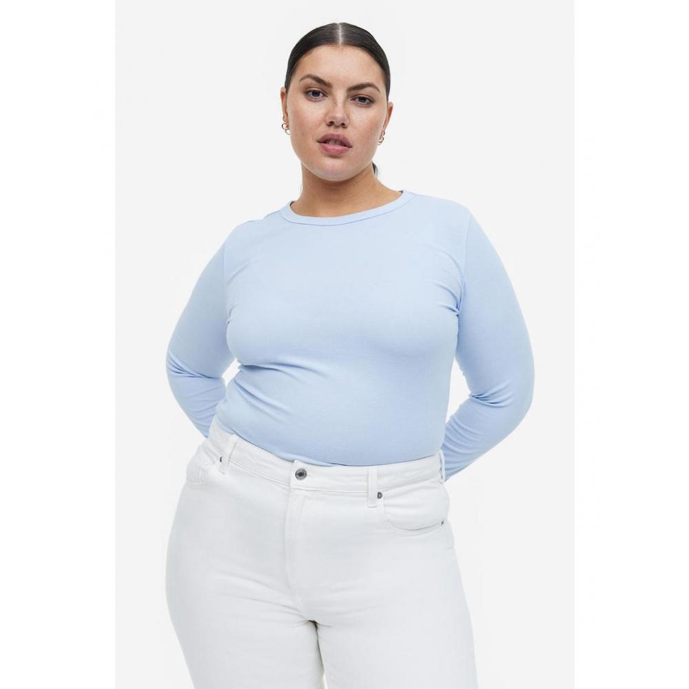 

Топ из смеси модала в рубчик HM Голубой 0999727033