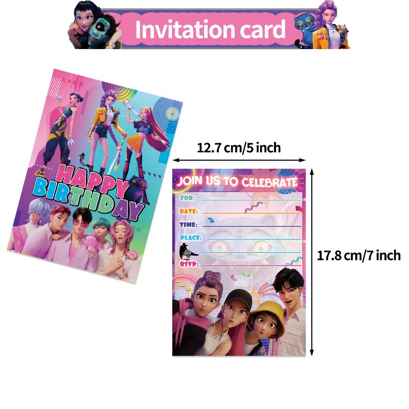 

12 шт. Kpop Тема Мисливців на демонів Запрошення Картка Мультяшна Міні Вітальна Картка Односторінкового типу Приладдя для подій Вечірка з нагоди дня народження onesize