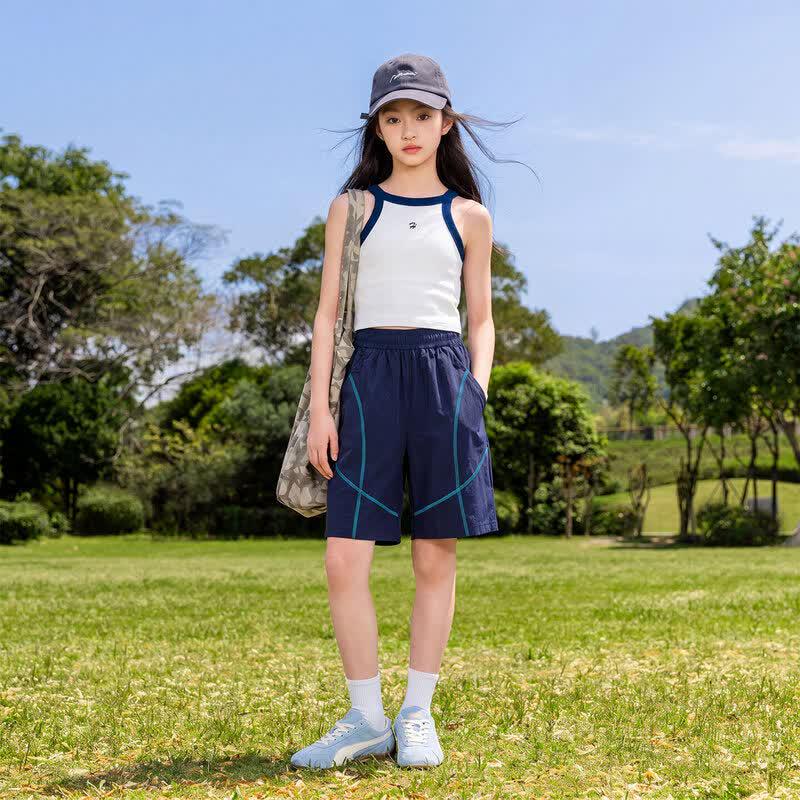 Летние спортивные шорты Moonkids для девочек из ледяного шелка, быстросохнущие 130 темно-синий