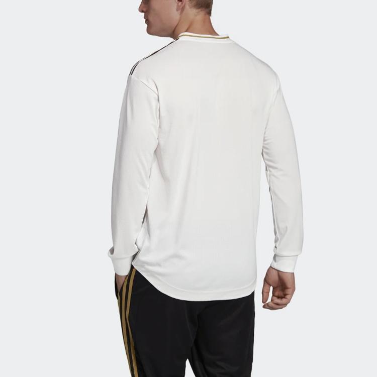 Adidas Real Madrid 2019-2020 Season Player Edition Letter Logo Stripe Sports Soccer Long Sleeve Jersey Men Tops White DW4437