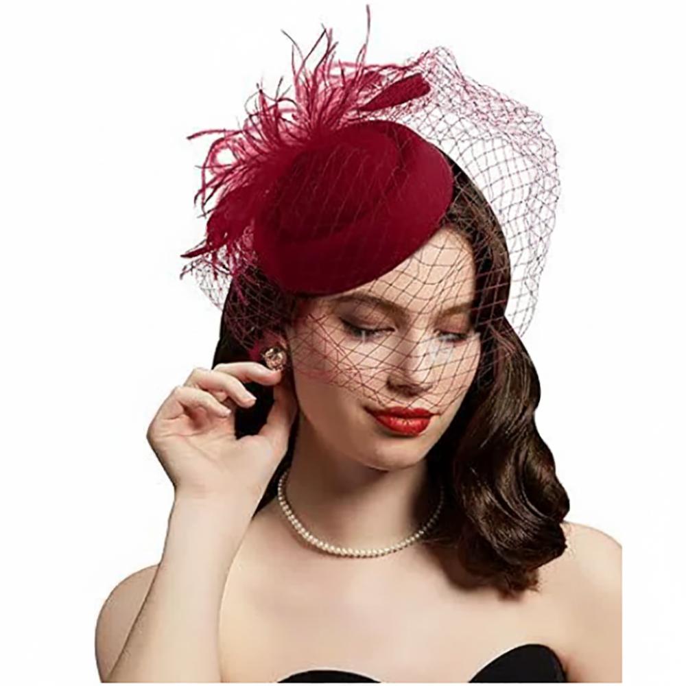Fishnet Veil Felt Fascinator Hat Elegant Pillbox Hats New Wedding Veil Hat  Wedding Party