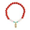 Genuine Cinnabar and White Jade Peace Bracelet - Natural Chinese Style Women's Gift