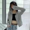 Women's Autumn 2025 Trendy Loose Fit Korean Style Hooded Zipper Cardigan Jacket
