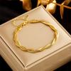 European and American Fashion Simple Neutral Woven Twist Gold-plated Stainless Steel Chain Jewelry Necklace Bracelet Set