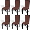 VidaXL Stretch Straight Chair Cover 6 Pcs Brown