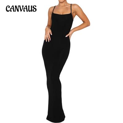 Ladies Summer New Solid Colour Halter Dress Sexy Slim Package Hip Long Dresses