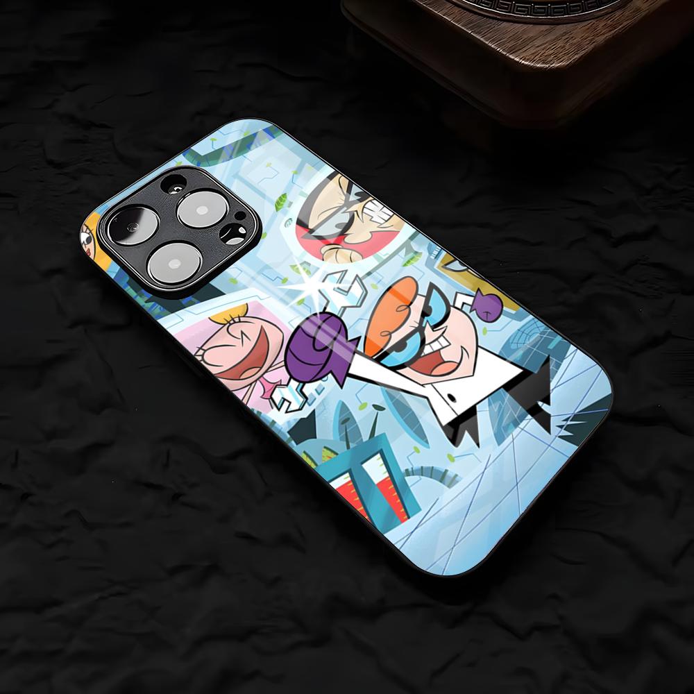 Cartoon D-Dexters L-Laboratory Phone Case For IPhone 17 Air 16 E Pro Max 15 14 13 Mini 12 Pro 11 Max Plus Black Glass Cover