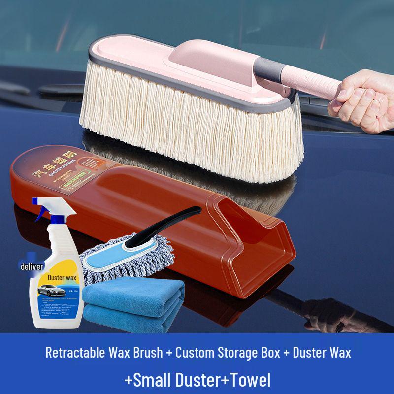 Car Dust and Snow Cleaning Brush with Retractable Rod