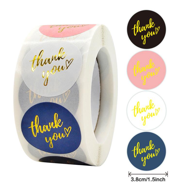 Black Coated Paper Hot Foil Thank You Sealing Stickers - Self-Adhesive Baking Labels