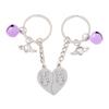 2Pcs/Set Couple Keychain Cute Love Heart Stitching Pendant Friendship Keychain Car Key Bag Jewelry Accessorie