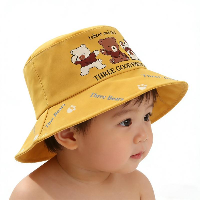 Childrens Cartoon Bear Sun Hat With Wide Brim For Summer Sun Protection And Breathability