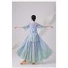 Costume da Danza Classica Cinese da Donna, Abito da Esibizione in Chiffon Stampato Sfumato Blu Verde Fluttuante