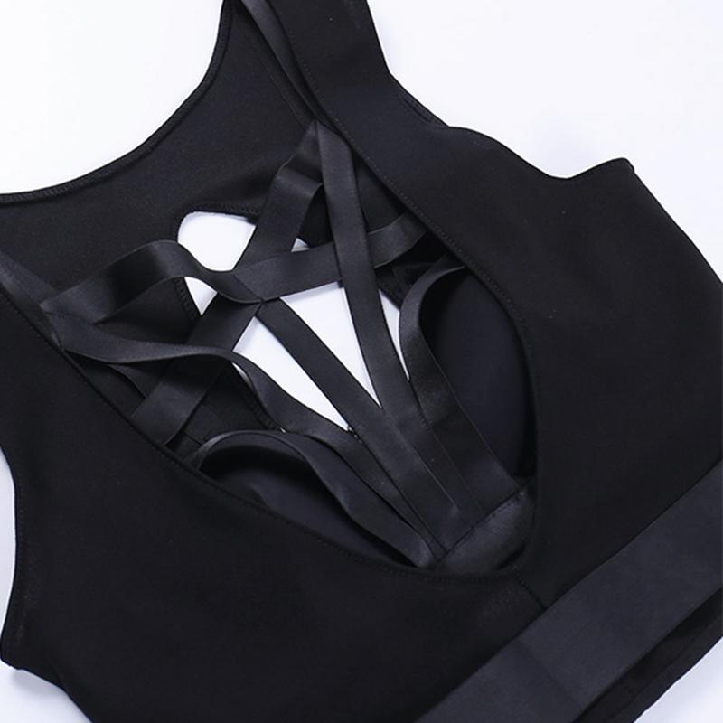 Gothic Club Sexy Summer Skirt Set Women Sleeveless Black Corset Crop Top Bandage Underpants Mesh Split Skirt 3pcs Sets
