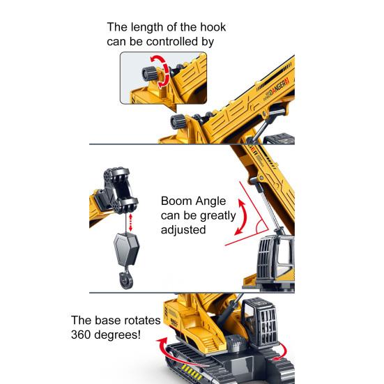 Lifting Cranes Toy 360 Degree Rotating Base Adjustable Long Arm Retractable Sling Ornament Simulation Boys Girls Engineering Truck Model Toy Children