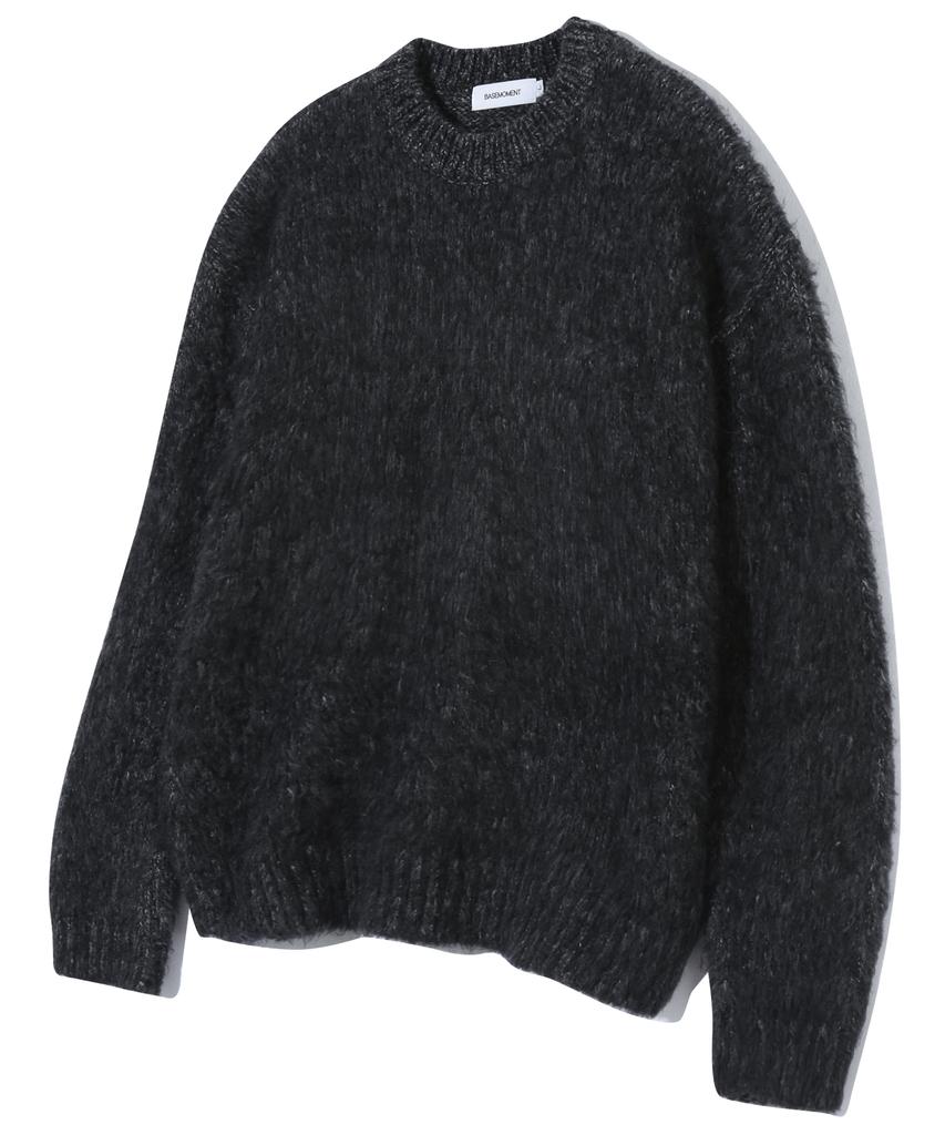 BASEMOMENT Bulky Brush Crewneck Knit Charcoal