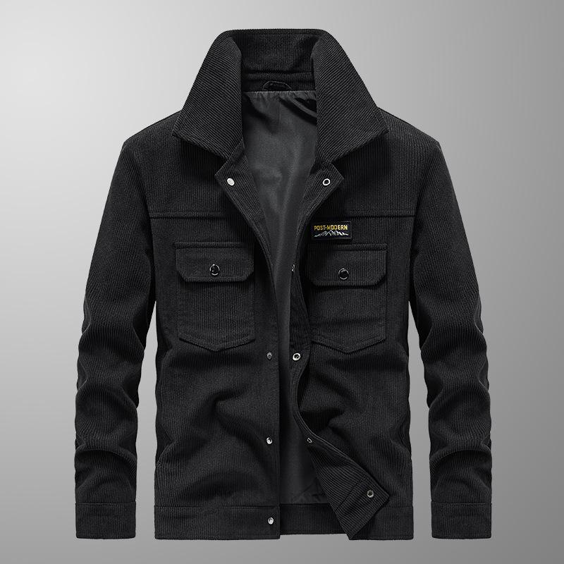 

Мужская куртка весна-осень с несколькими карманами в деловом стиле, свободная, с лацканами в стиле ретро отворота 5XL чёрный