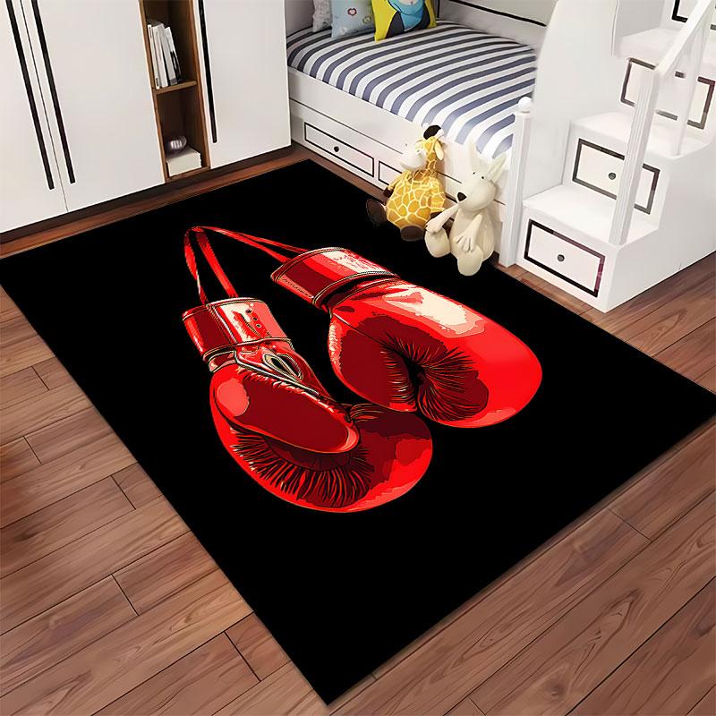 Red Boxing Gloves Design Carpet suitable as a non-slip mat for the living room or bedroom sofa