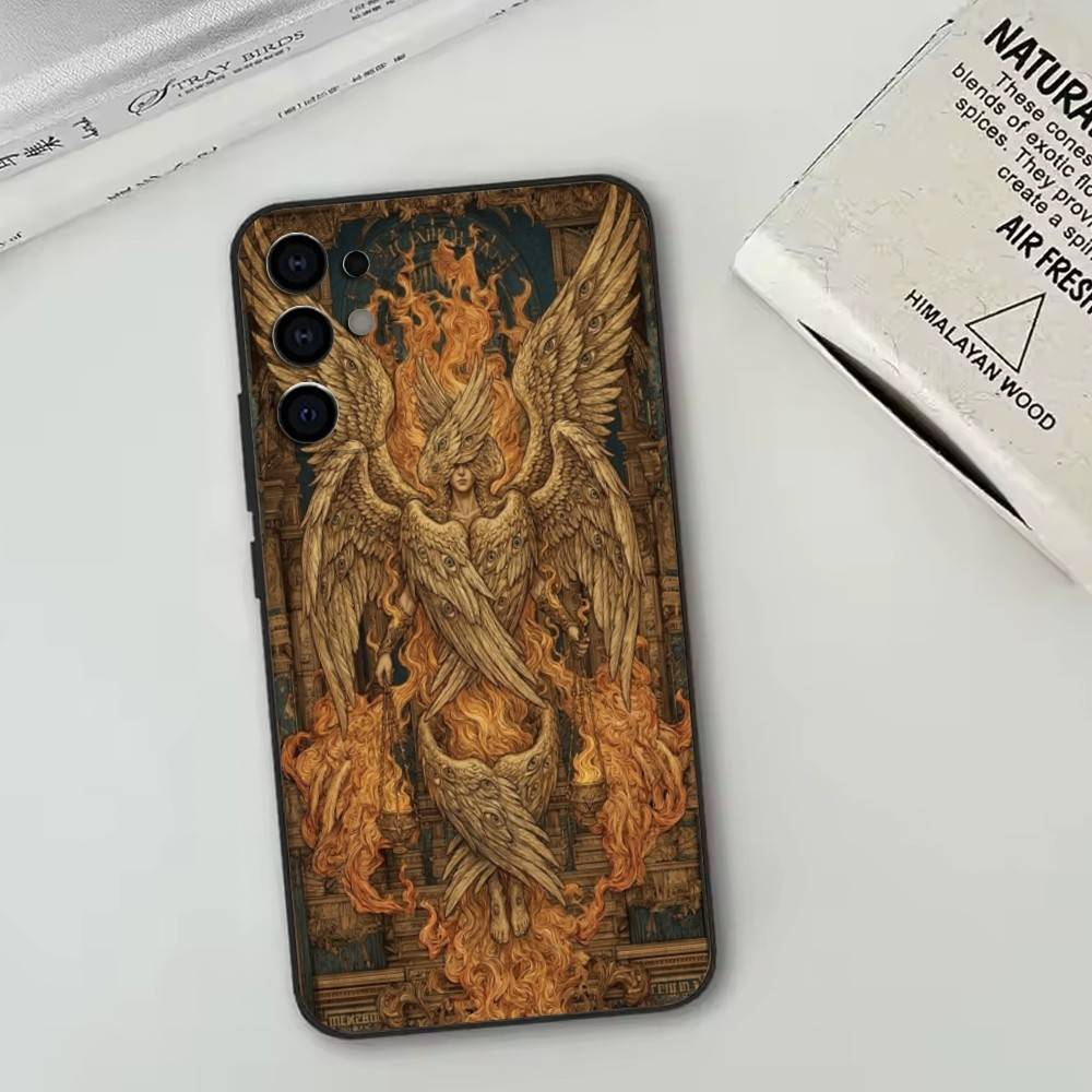 Medieval Retro Archangel Lucifer Phone Case For Samsung S25,S24,S21,S22,S23,S30,Ultra,S20,Plus,Fe,Soft Silicone Black Cover