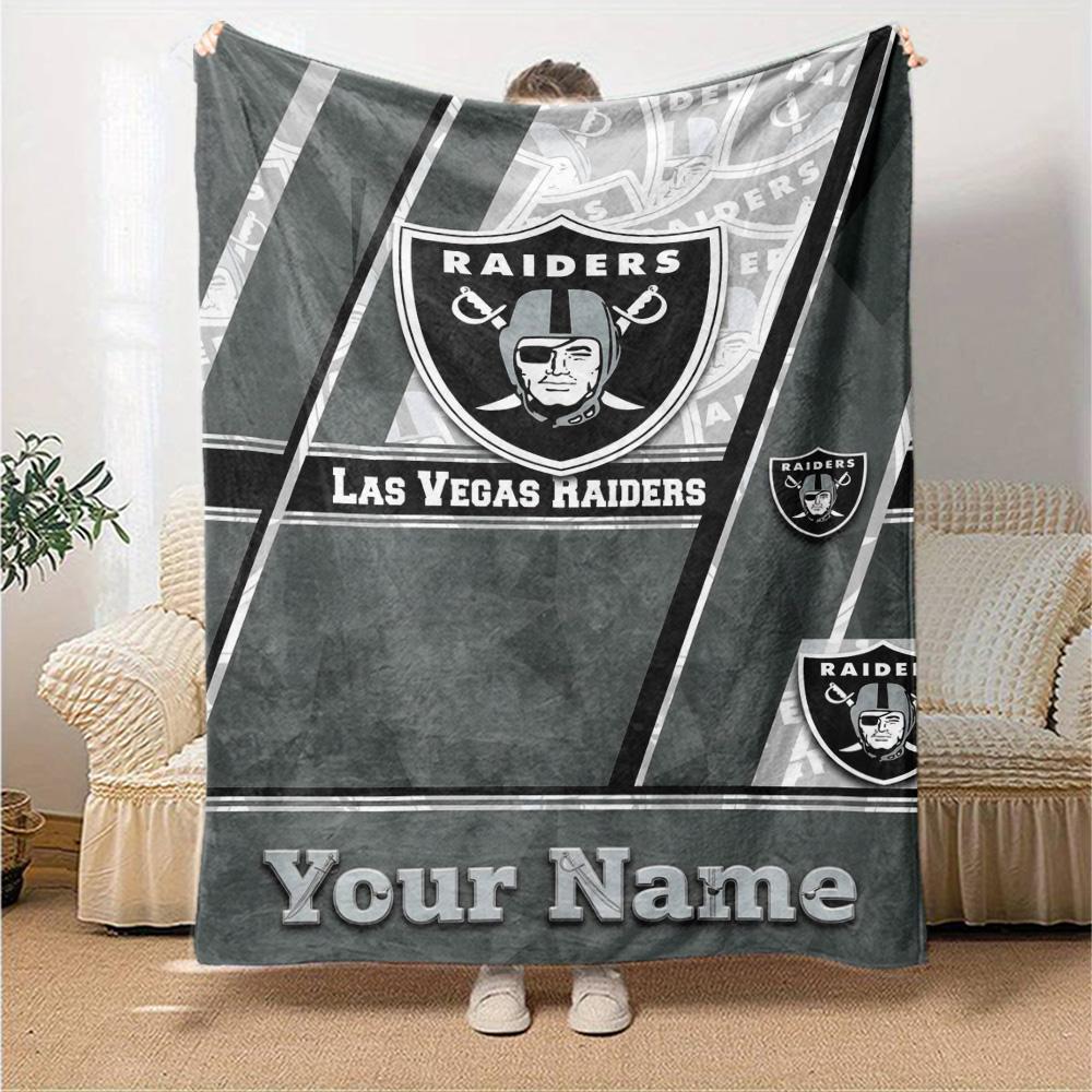 Name Custom Las Vegas Raiders Print Flannel Blanket High Quality Warm Comfortable Cover for All Seasons Perfect for Gifts Home Decor