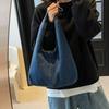 Denim tote 2025 spring new Harajuku solid color canvas retro shoulder messenger bag capacity bucket bag