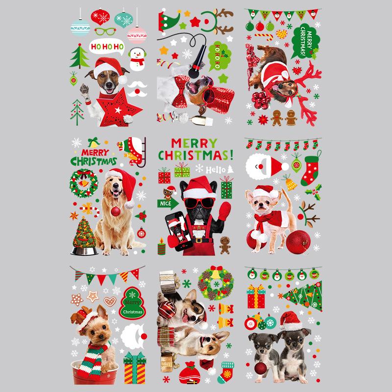 Static Christmas Sticker Showcase Windows Glass Door Sticker Car Snowflake Santa Christmas