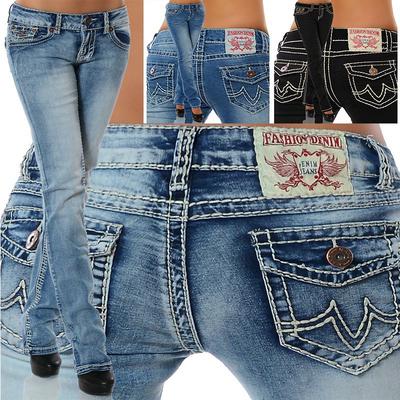 Women Fashion High Waist Slim Casual Washed Straight Jeans S-3XL