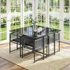 5 Pieces Garden Dining Set, Outdoor Patio Cube Set, 4 Seater Outdoor Table and Chairs with Foldable Backrest, Light Grey