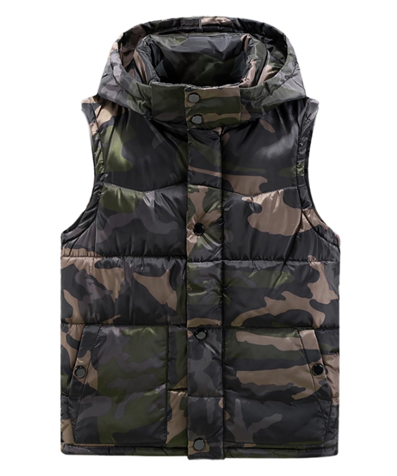 

Cold Road Winter Street Hip Hop Camouflage Pattern [Blank Blanc] Vest, Filled, Hooded, Men s Outerwear, Sleeveless, Stand-up Collar, Outdoor,