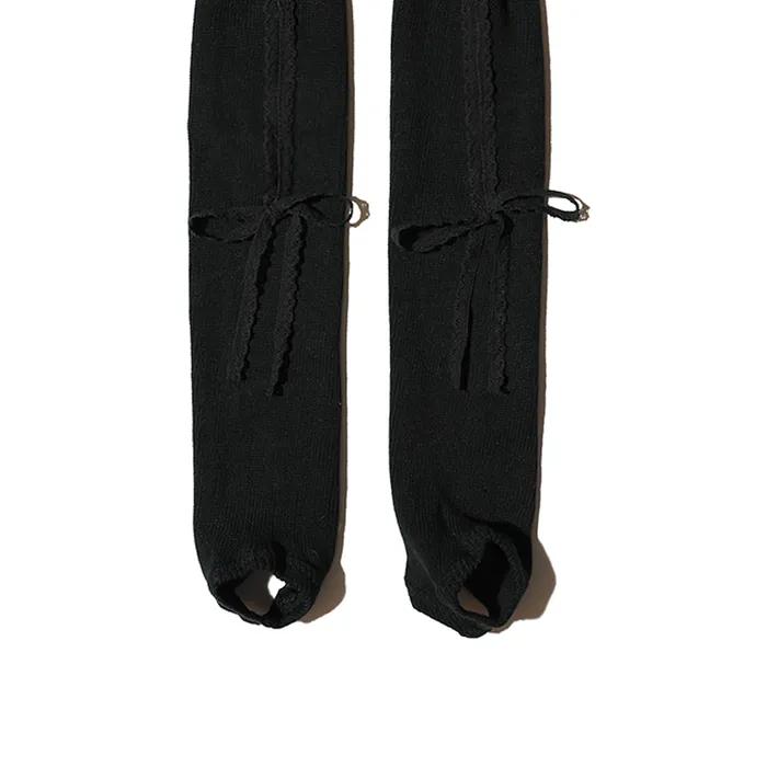 LACE RIBBON LEG WARMER - BLACK