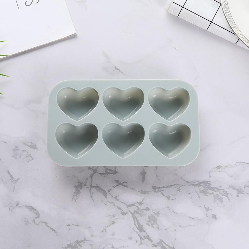6-Kammer-Valentinstag-Herz-Silikon-Backform Liebe Schokolade Süßigkeiten Keks Eisform Niedliche Geschenke Seifenkerzen-Herstellungsset