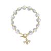 BLINGBY Women's Bracelet Baroque Pearl Bracelet Niche Vintage Style Premium Feeling Bee Pendant Light Luxury Zirconia String Girls Modern Jewelry Gift