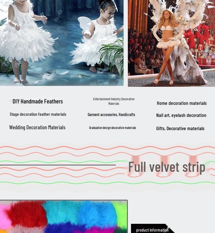 Turkey Feather Velvet Ribbon for DIY Wedding, Latin Headwear, and Clothing Accessories