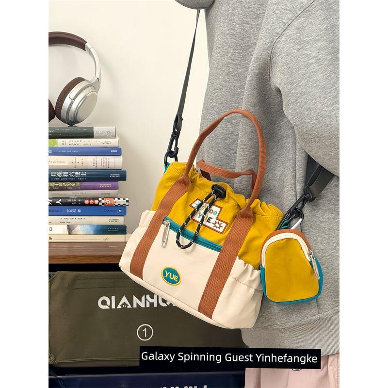 

Cute Retro Contrast Color Small Bag Women Niche Design Casual Commuter Shoulder Messenger Bag out Lightweight Handbag Yellow