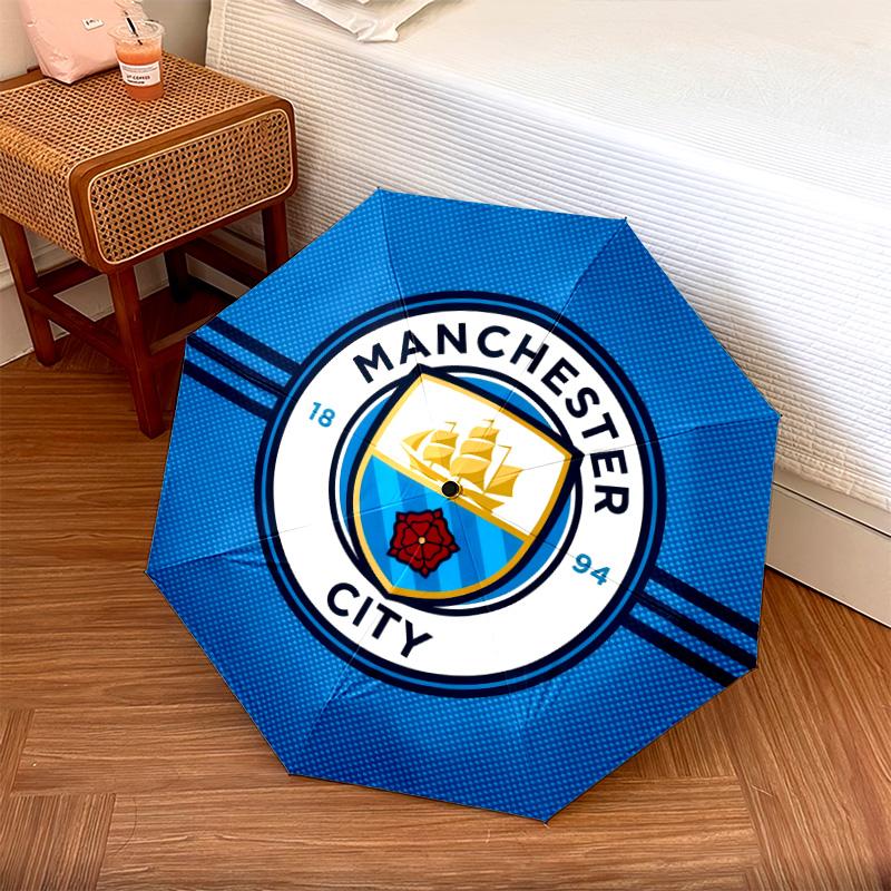 Manchester City Football Club3pattern, Automatic Folding Umbrella, Portable and Foldable Design, 8 Ribs, a Christmas or Birthday Gift.