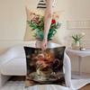 Painting Cup of Flowers Pillow Case Anti-dustmite Pillowcase Invisible Zipper Silky Short Plush Sofa Cushion Cover