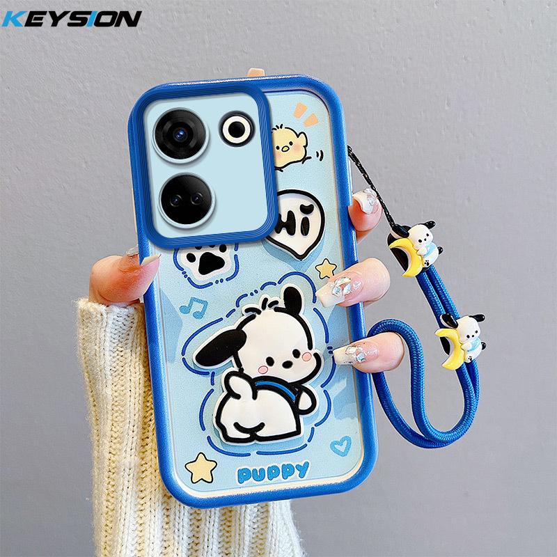 

Противоударный чехол KEYSION для TECNO Camon 20 Pro 4G со шнурком, силиконовый чехол для телефона с милой 3D-мультяшной куклой для TECNO Camon 20 for Camon 20 4G