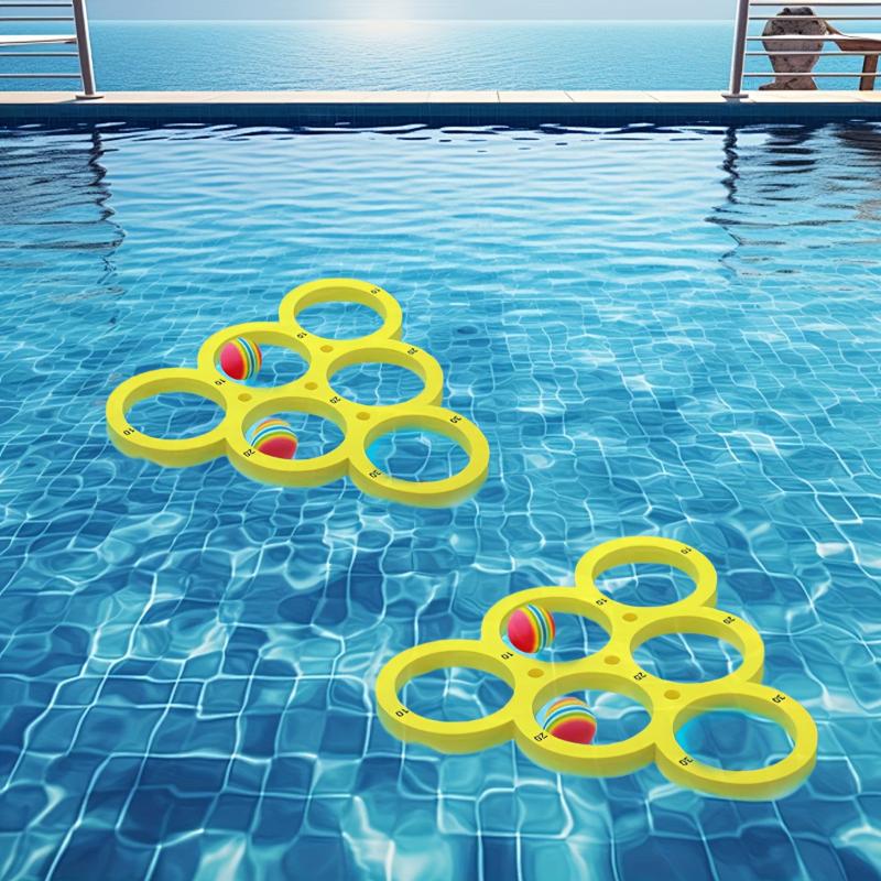 Pool Games Set With 10/12 Balls Pool Floating Throwing Games Floating Ring For Kids Adults Swimming Pool Water Game