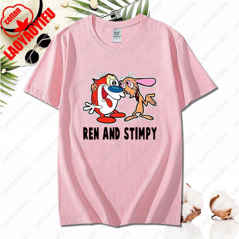 90s Ren Stimpy Show Nickelodeon Nicktoons Dial Cartoon Tshirt Vintage Classic Fashion Streetwear Cotton All Match Unisex Tees