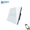 Open Electric EU Standard 3 Gang 1 Way Toughened Glass Panel Smart Home Remote Control Wifi Wall Light Touch Switch